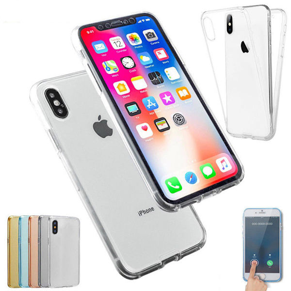 Dobbeltsidet silikonecover med touchfunktion til iPhone XS Max Blå