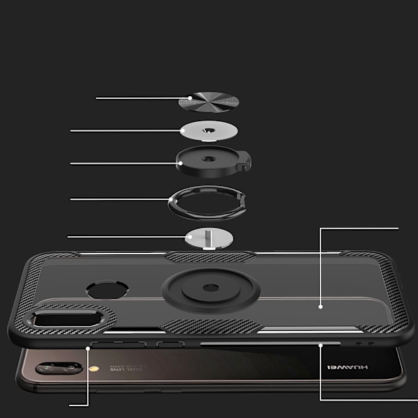 Huawei P20 Lite - Skyddsskal med Ringhållare Blå/Blå Blå/Blå