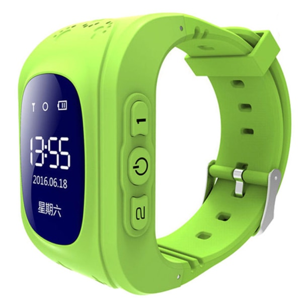 Barneklokke Sporing Sikkerhet SOS Alarm GPS Grön Grön