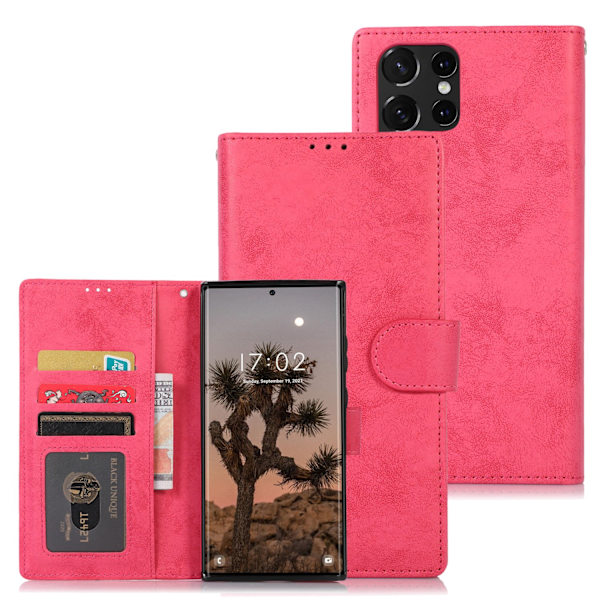 Samsung Galaxy S23 Ultra - Stilsäkert Praktiskt Plånboksfodral Svart
