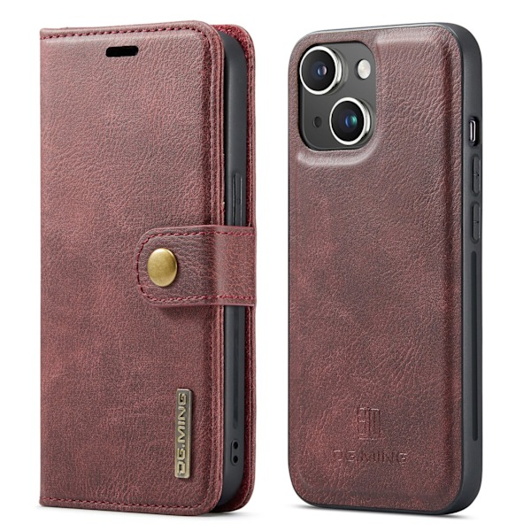iPhone 14 - Retro Läderfodral med Magnetisk Design Blå