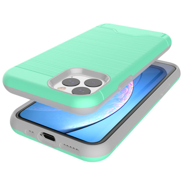 iPhone 11 Pro Max - Genomt�nkt Skyddsskal med Kortfack Grå