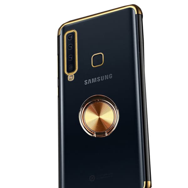 Samsung Galaxy A9 2018 - Silikonskal med Ringhållare Guld Guld