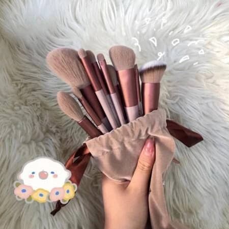 ECARLA Sminkborstar 13 st  Komplett set för perfekt makeup Brun-Silver