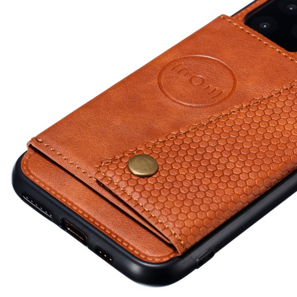 Glat beskyttelsescover med kortholder - iPhone 11 Pro Max Ljusbrun