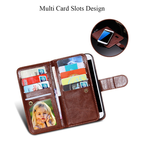 Tyylikäs 9 CARD -lompakkokotelo Samsung S7 EGDE -puhelimelle - FLOVEME Vit