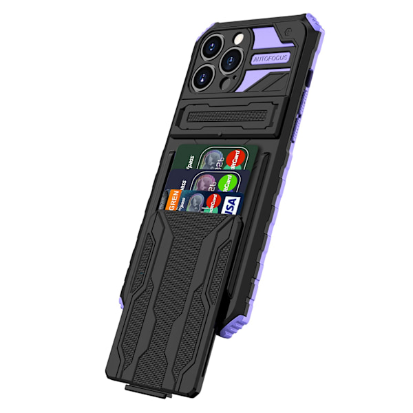 iPhone 13 Pro Max Plånboksfodral - Elegant Design med Militärklassat Skydd Lila