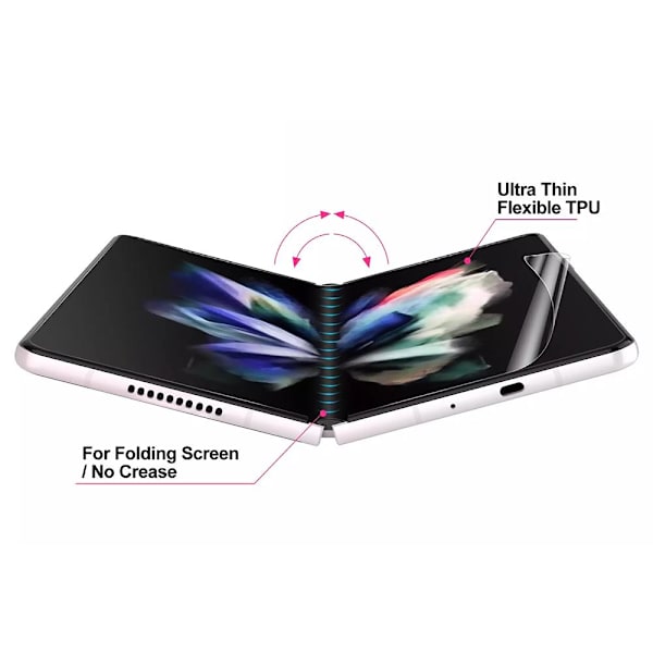 3-PACK 3-in-1 Hydrogel Skärmskydd Samsung Galaxy Z Fold 3 Transparent/Genomskinlig