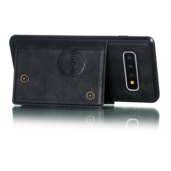 Praktisk cover med kortholder - Samsung Galaxy S10 Grå