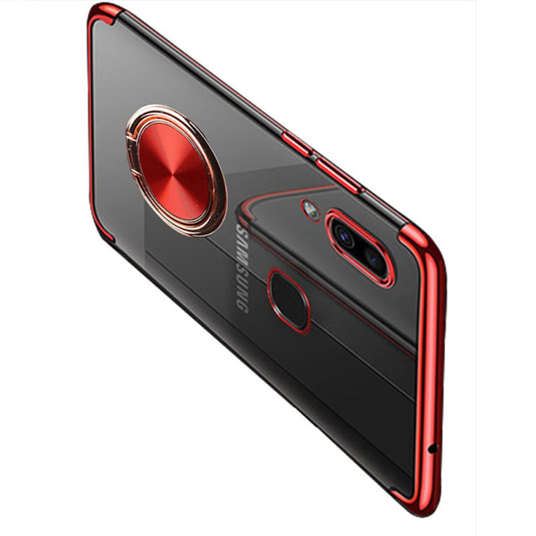 St�td�mpande Silikonskal med Ringh�llare - Samsung Galaxy A20E Röd