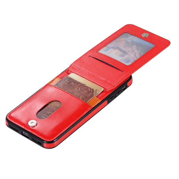 iPhone XR - (S-Shell) skall med lommebok Röd