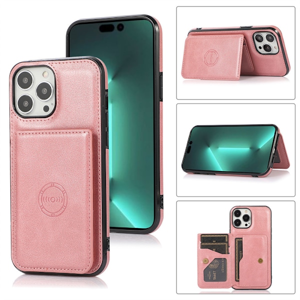 iPhone 16 Pro - Praktiskt Skyddsskal med Magnetisk Korthållare Svart