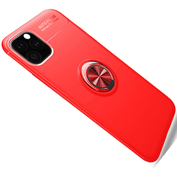 iPhone 11 Pro Max - Fleksibelt deksel med ringholder Röd/Röd