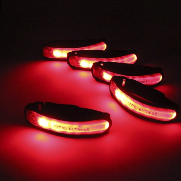 Fleksibelt Gennemtænkt LED Reflex armbånd Röd