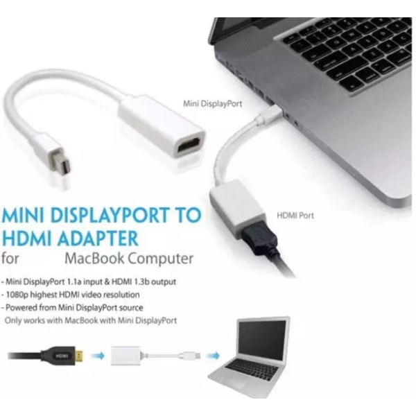 Apple Thunderbolt / Mini skærmport til HDMI-adapter Vit