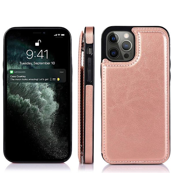 Glat NKOBEE etui med kortrum - iPhone 12 Pro Max Rosaröd