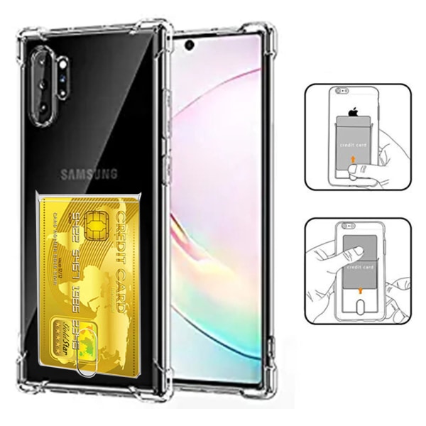 Samsung Galaxy Note10+ - Støtdempende deksel med kortrom Transparent/Genomskinlig