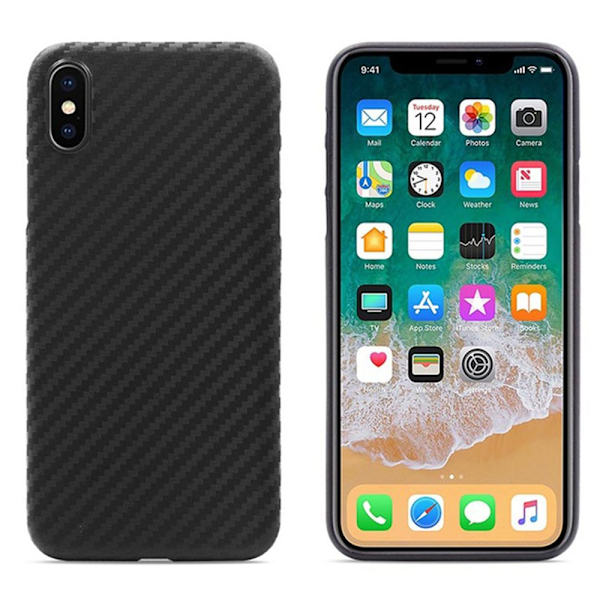 Tunt och smidigt Skal i Carbonmodell till iPhone X/XS Transparent/Genomskinlig