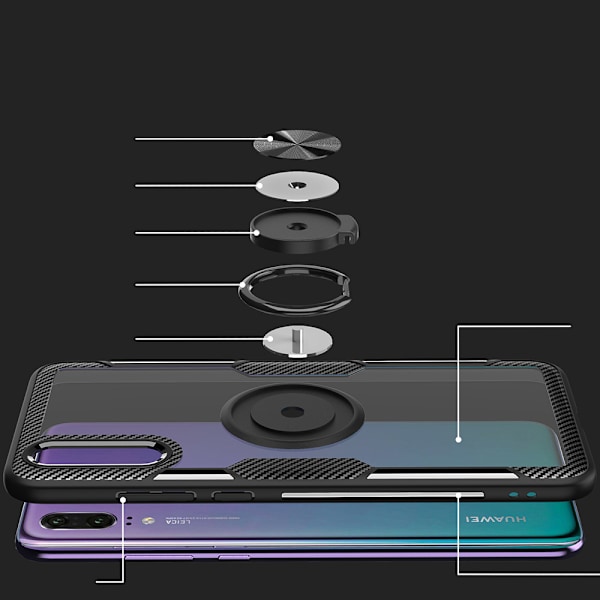 Robust Skal med Ringhållare - Huawei P20 Blå/Blå