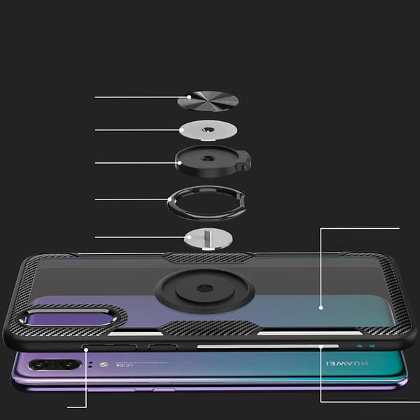 Robust Skal med Ringhållare - Huawei P20 Röd/Silver