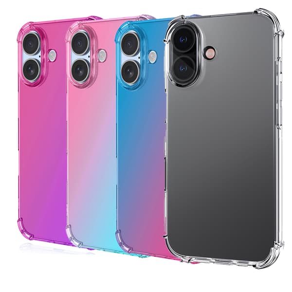 iPhone 17 Smart Skyddsskal i silikon  Transparent & färgglatt skydd Blå/Rosa