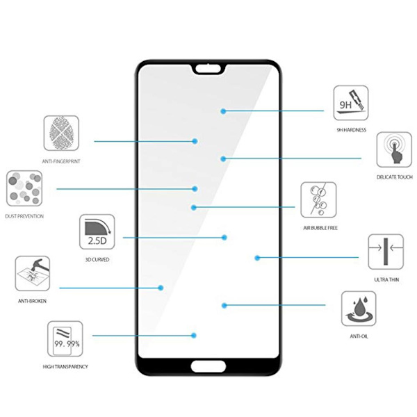 3-PACK Skärmskydd 2.5D HD 0,3mm P20 Pro Svart