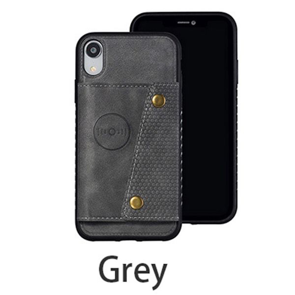 iPhone XR - Skal med Korthållare Grå