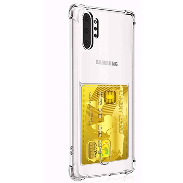 Samsung Galaxy Note10+ - Stødabsorberende cover med kortrum Transparent/Genomskinlig