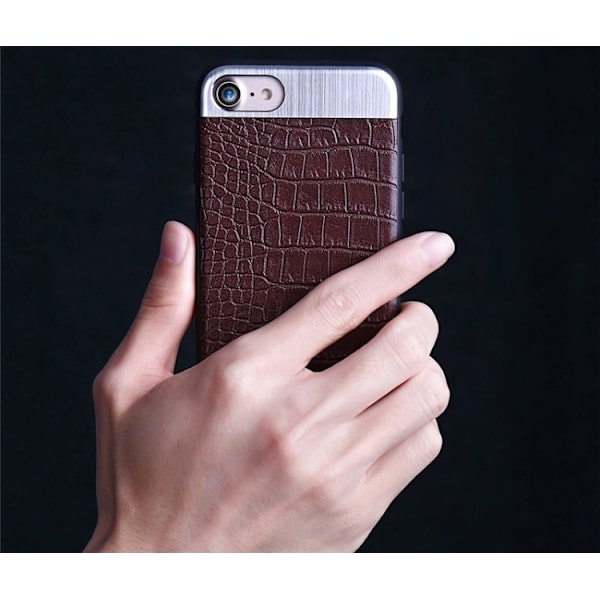 iPhone 7 Plus - Praktiskt Smart Smart skal från Croco-Serien Vit