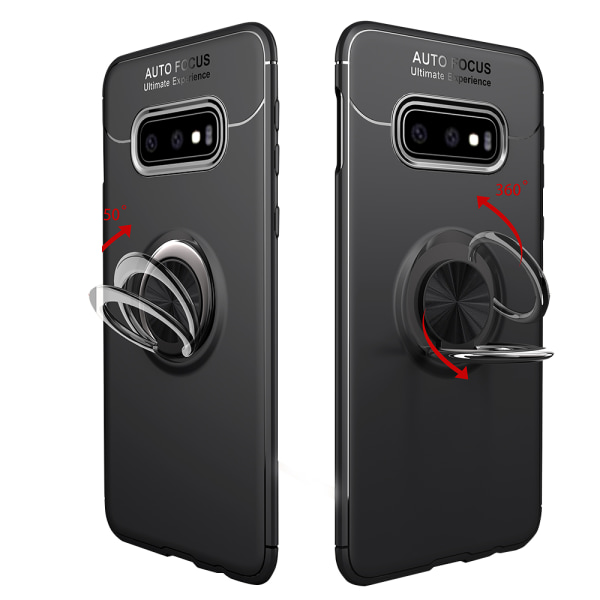 Käytännöllinen kansi sormustelineellä (AUTO FOCUS) - Samsung Galaxy S10e Röd/Röd