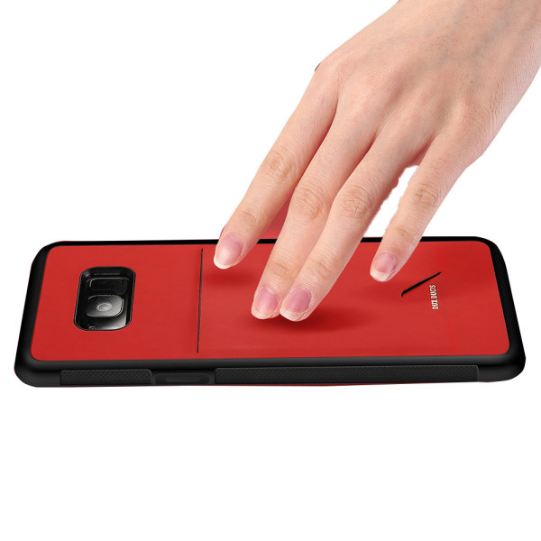 Stils�kert Skal med Kortfack - Samsung Galaxy S8+ Röd