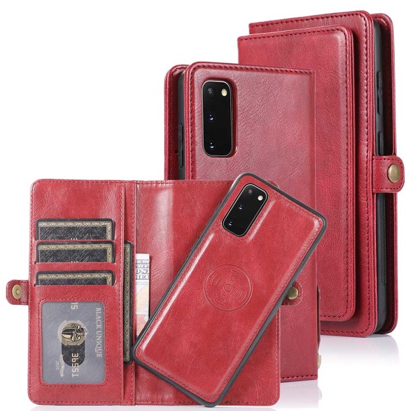 Samsung Galaxy S20 Plus - Glatt lommebokveske med dobbel funksjon Röd