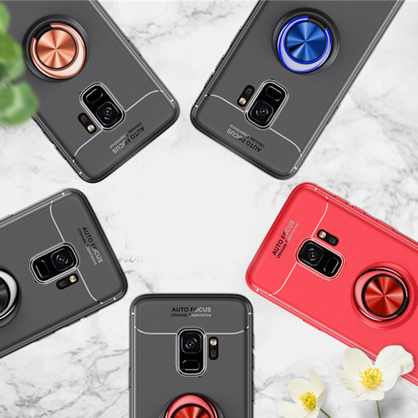 Skyddande Skal med Ringh�llare - Samsung Galaxy S9 Röd/Röd