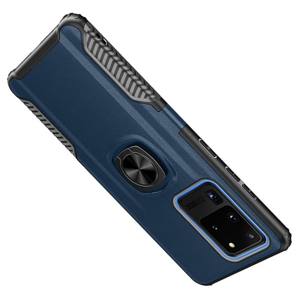 Genomt�nkt Skal med Ringh�llare - Samsung Galaxy S20 Ultra Blå