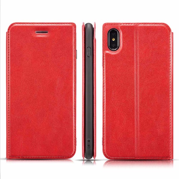 Skyddande Plånboksfodral - iPhone XS MAX Röd