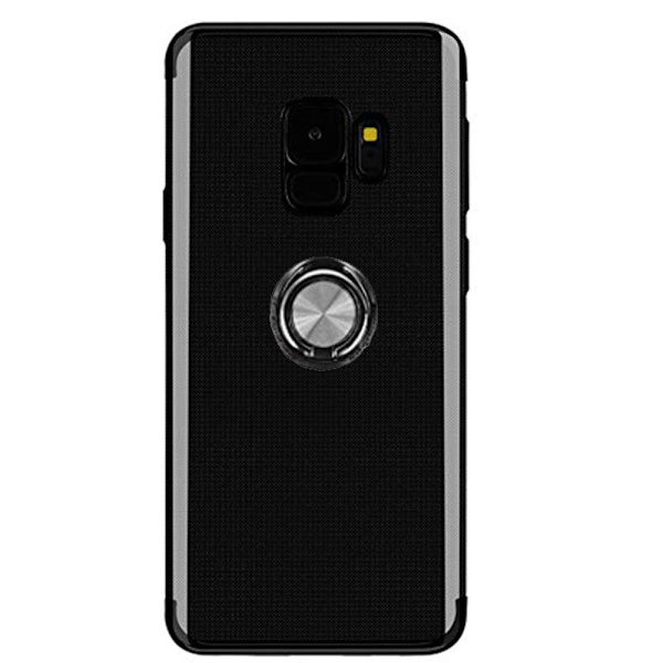 Samsung Galaxy S9 - Exklusivt Silikonskal med Ringhållare Svart