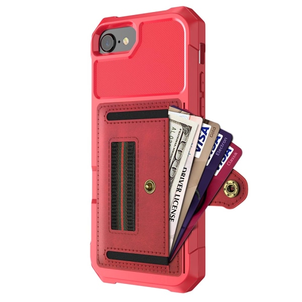 Praktisk cover med kortholder - iPhone 6/6S Röd