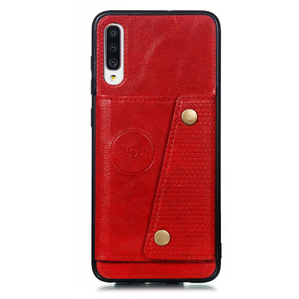 Kraftfullt Retro Skal med Korthållare - Samsung Galaxy A70 Mörkblå