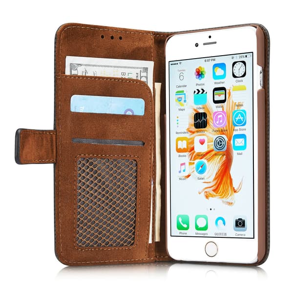 iPhone 6/6S Plus - Smart Fodral i "Old Look" (PU-Läder) Brun