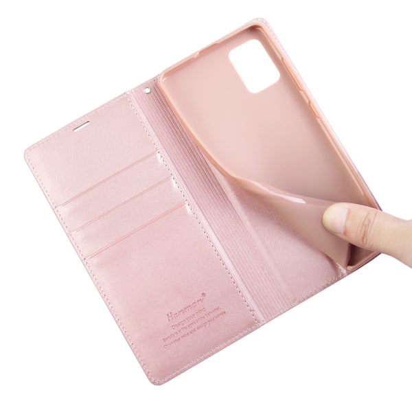 Glatt lommebokdeksel (HANMAN) - Samsung Galaxy A51 Rosaröd