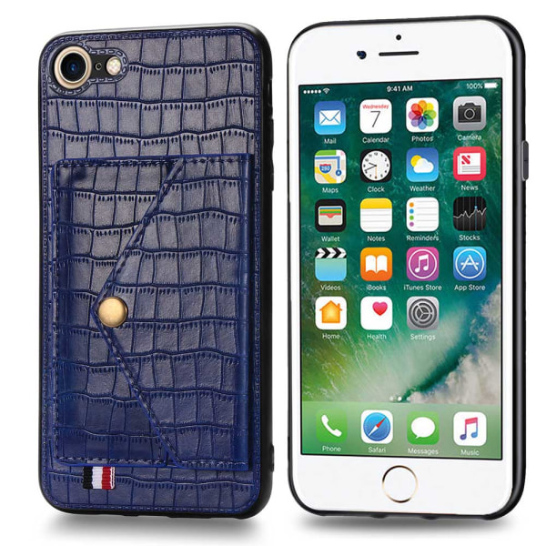 Smidigt Stilsäkert Skal med Korthållare - iPhone SE 2020 Blå