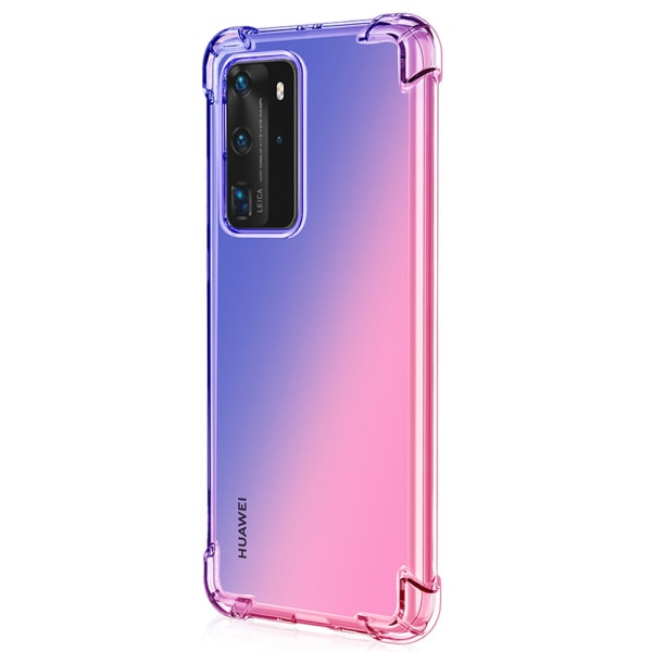 Huawei P40 Pro - Beskyttende Silikone Cover Blå/Rosa