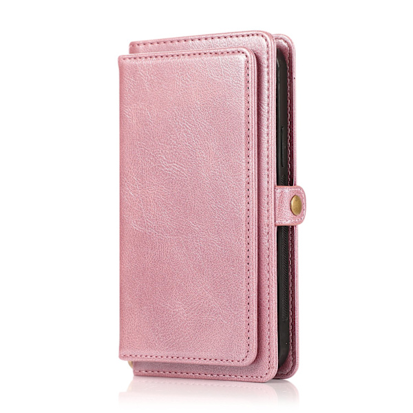 iPhone 15 Pro - Elegant Plånboksfodral i Lyxigt Läder med Korthållare Rosa guld