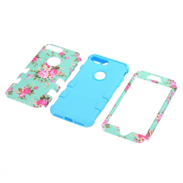 iPhone 8 Plus - Elegant smart beskyttelsescover (blomstermønster) Blå Blå