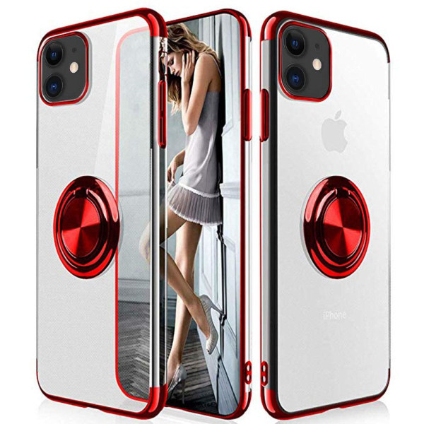 Glat stilfuldt cover med ringholder (Floveme) - iPhone 12 Röd