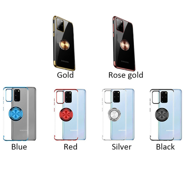 Praktisk silikonecover med ringholder - Samsung Galaxy S20 Plus Röd