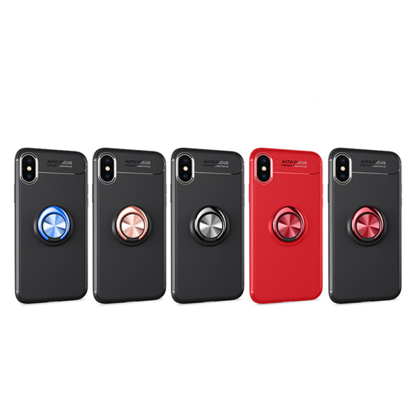Robust beskyttelsescover med ringholder til iPhone XS Röd/Röd