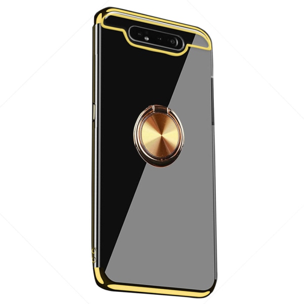 Samsung Galaxy A80 - Elegant Silikonskal med Ringhållare Floveme Guld