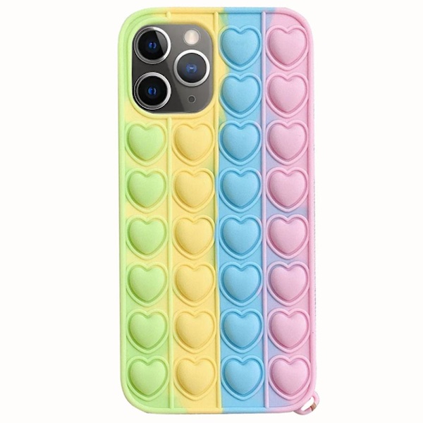 Fidget Pop It Simple Dimple Skal - iPhone 12 Pro Rosa-Orange-Gul-Grön