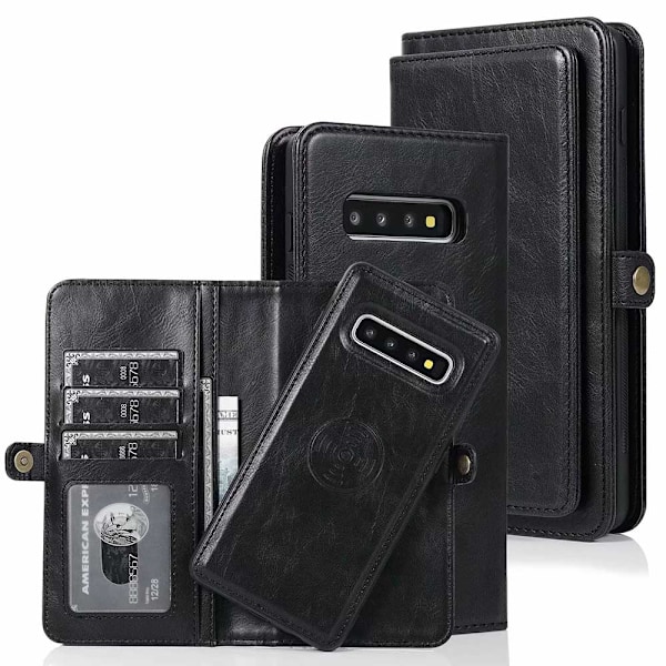 Smooth Double Wallet Case - Samsung Galaxy S10 Plus Mörkblå